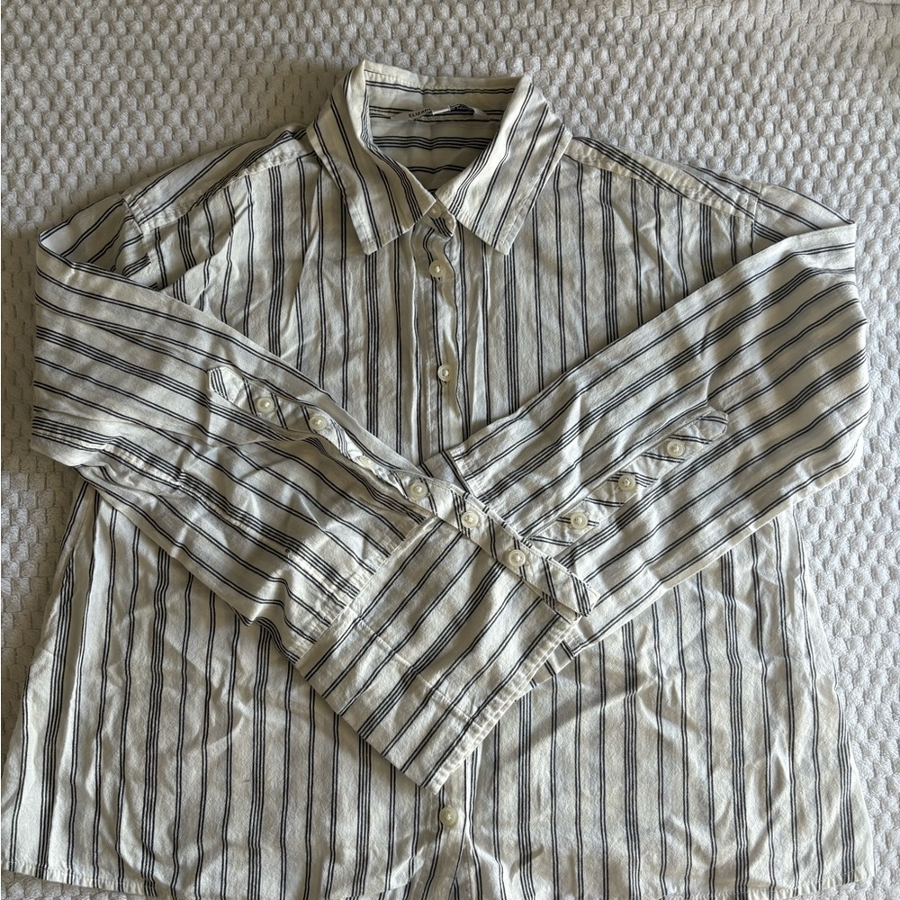 Elizabeth and James Black and White Striped Shirt